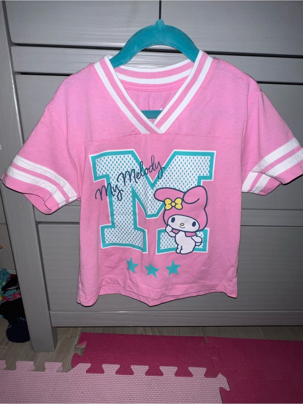 Sanrio My Melody Pink Tee with Teal Accent (XS 4/5)